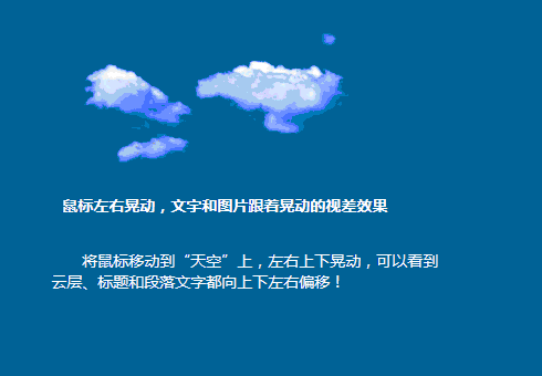 鼠标左右晃动，文字和图片跟着晃动的视差效果